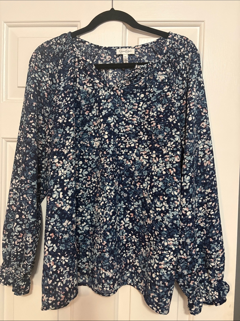 Jessica Simpson Navy Floral Long Sleeve Top